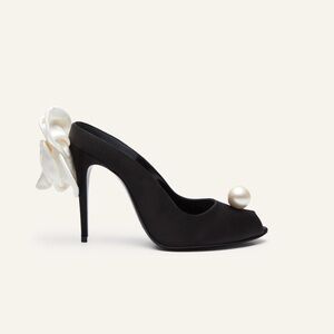 Magda butrym Elegant peep toe Black Heels with Pearl Detail